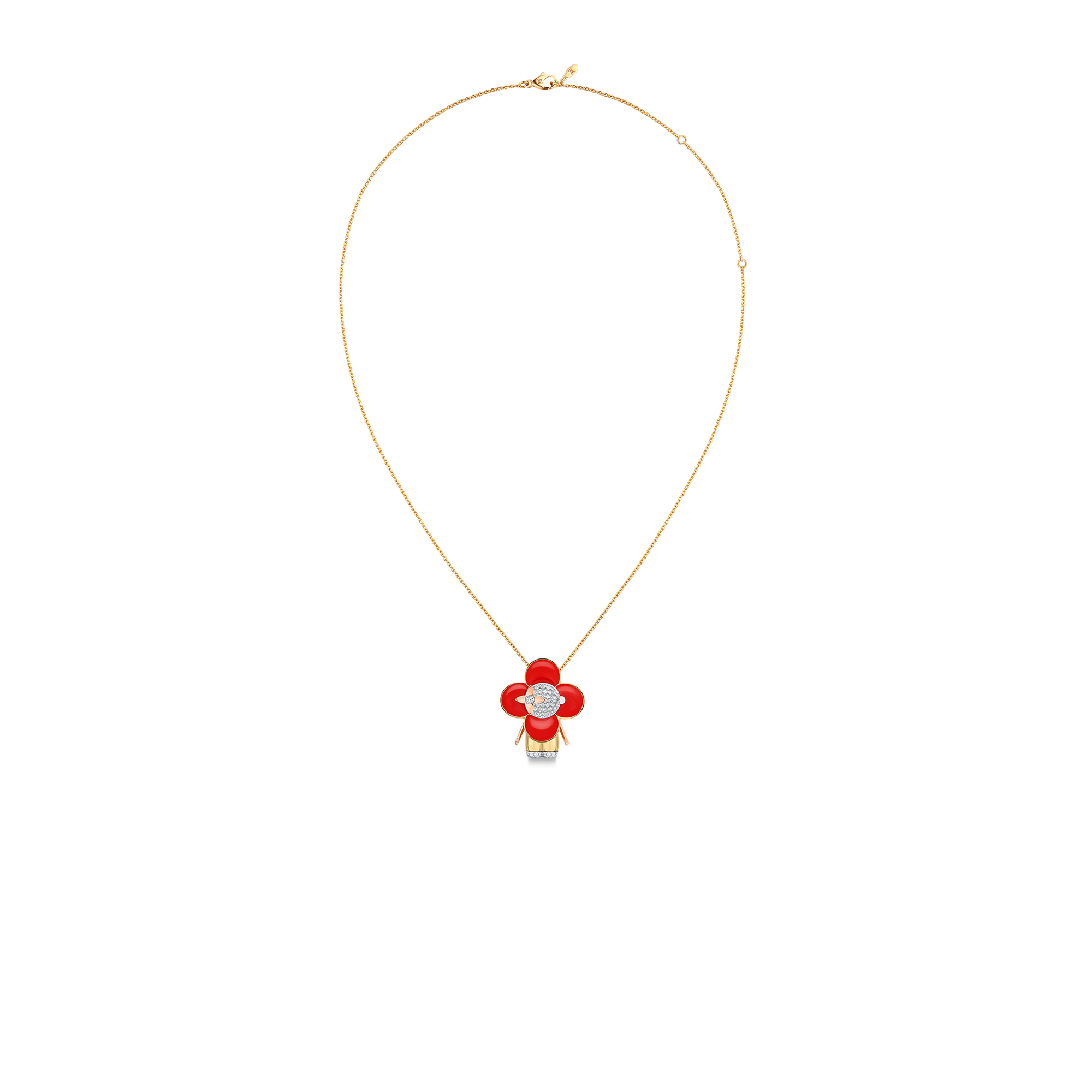 Vivienne Pendant, 3 Golds, Red Lacquer and Diamonds  in Jewellery's Categories Necklaces and Pendants collections by Louis Vuitton (Product zoom)